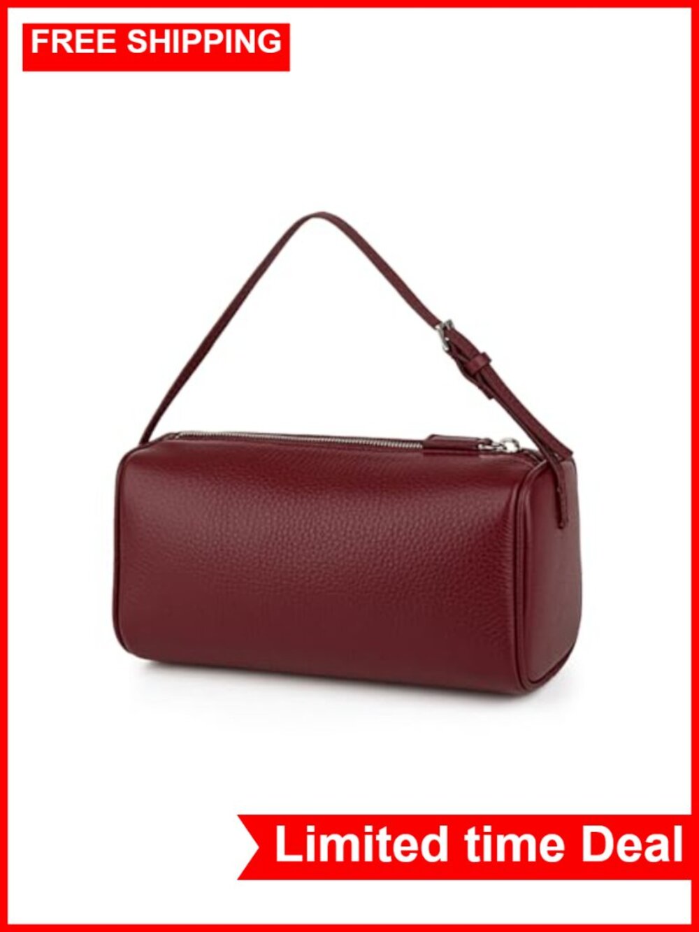 Premium Full-Grained Leather Crossbody Hobo Bag with Adjustable Strap